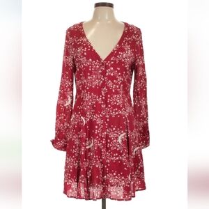 & Other Stories Red Star Print Long Sleeve Dress Women’s 12